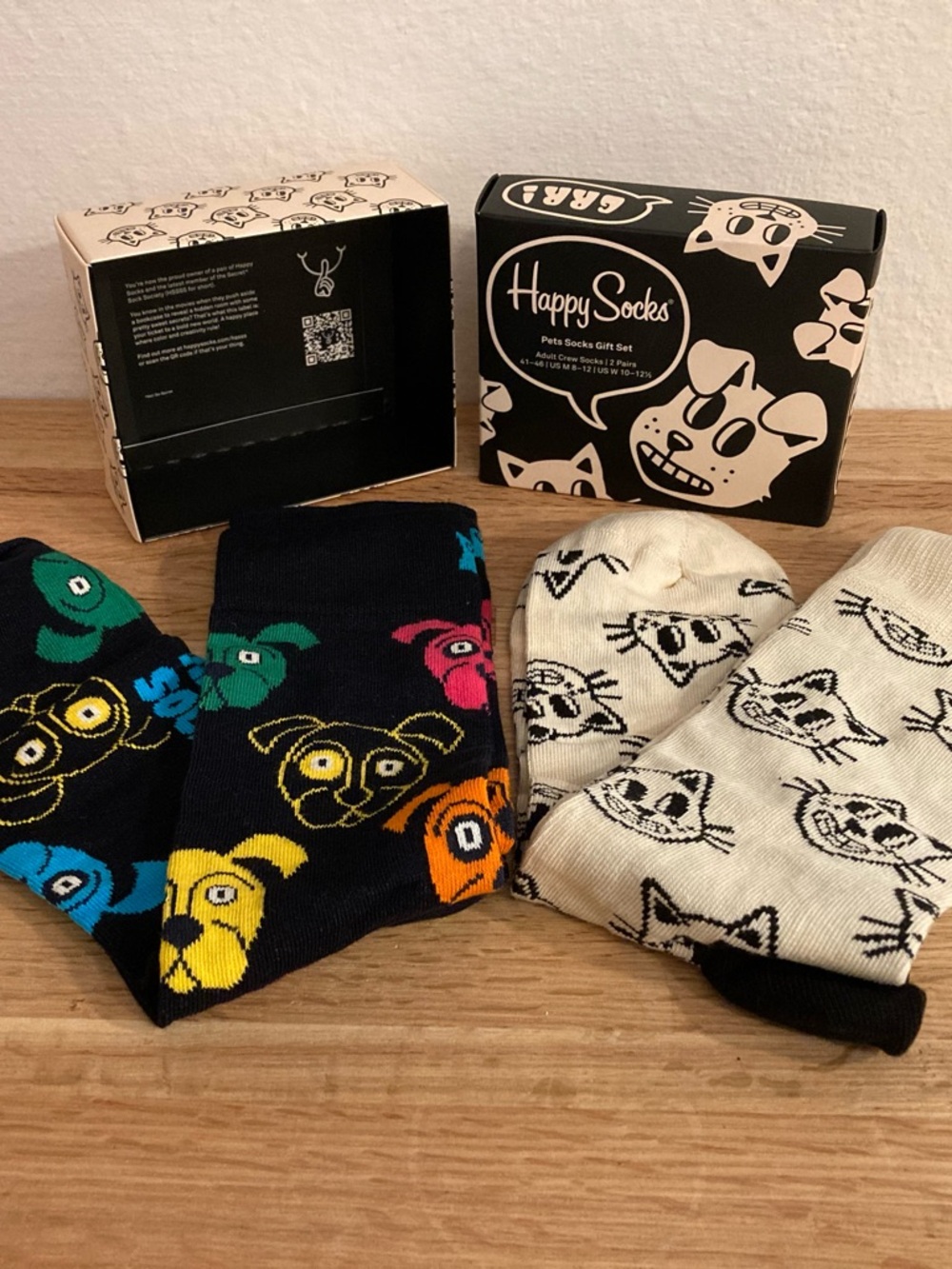 Happy Socks Men’s Black & Cream Pet Pattern Sock Gift Set